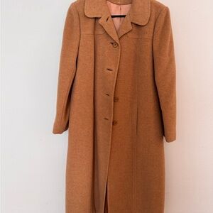 Vintage 100% Pure Camel Tan Wool Trench Coat